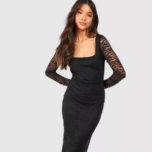 BOOHOO -LACE SQUARE NECK MIDI DRESS NWT XL